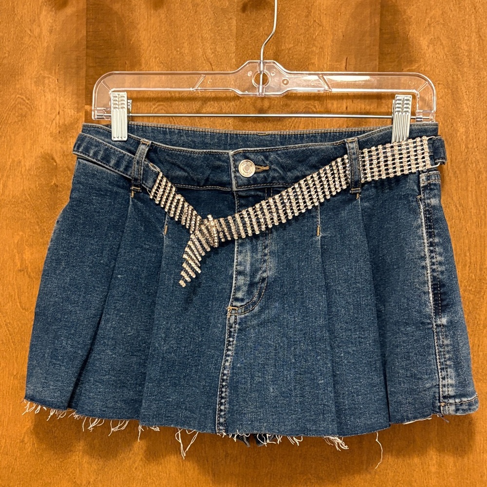354. Liu Jo Denim Mini Skirt with Crystal Belt